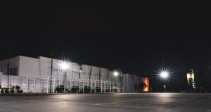 ontario convention center at night, featuring new LED lights